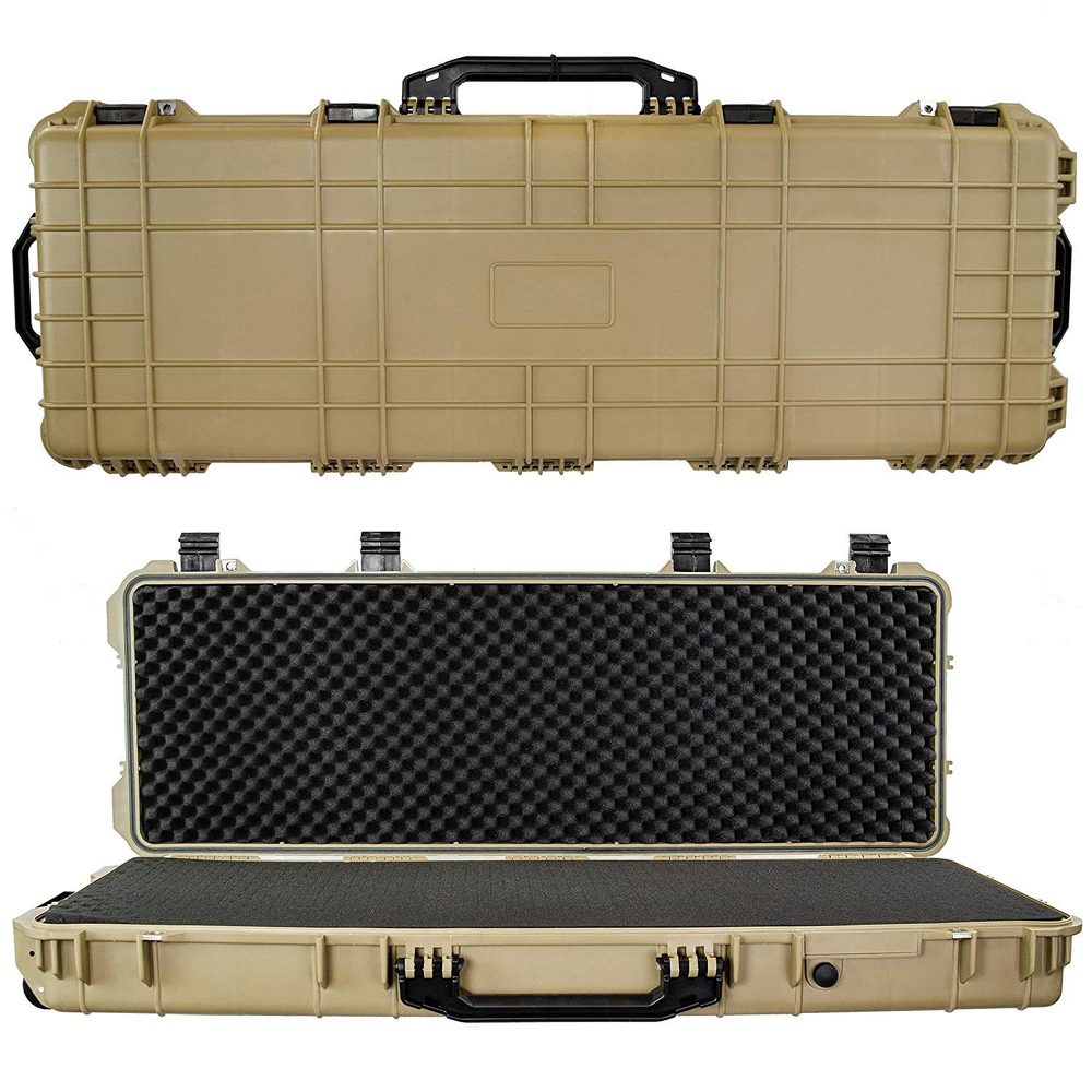 plastic hard gun case with wheels for scoped rifles and shotguns