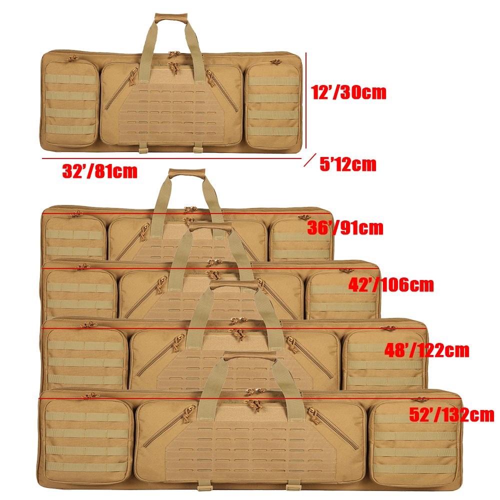 tactical double gun bag with lockable zipper and MOLLE in 32 to 52 inch sizes